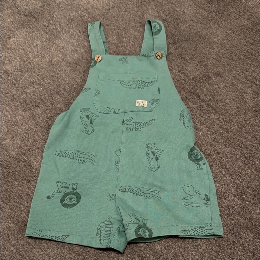 Mayoral Green Vehicle Print Overalls